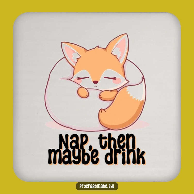 Funny Sleepy Fox Pillow Coaster Set: Protect Surfaces with Cozy Humor!