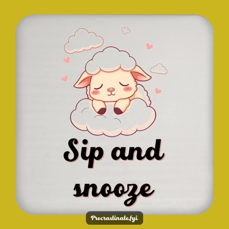 Funny Sleepy Sheep Counting Clouds Coaster: Protect Surfaces with Calm!