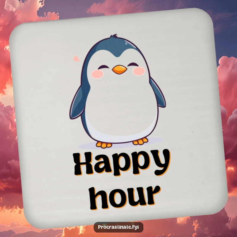Funny Penguin Coaster: A happy penguin waddles contently, adding humorous charm and protecting surfaces.