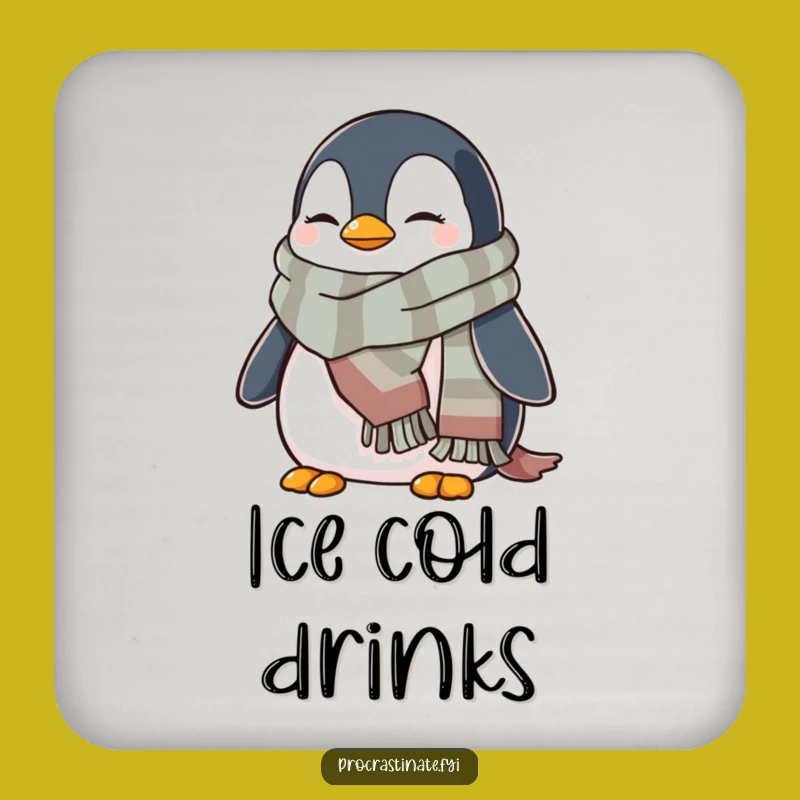 Funny Penguin Cozy Coaster: Hilarious Winter Drink Protector
