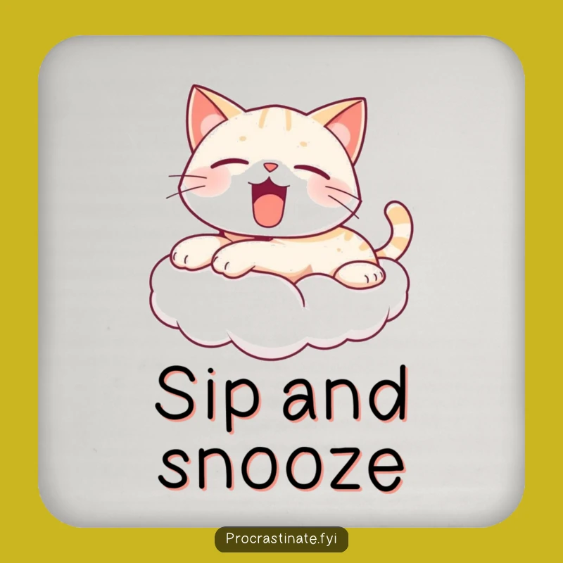 Funny Yawning Cat Cloud Coaster: Protect Surfaces with Cute Charm