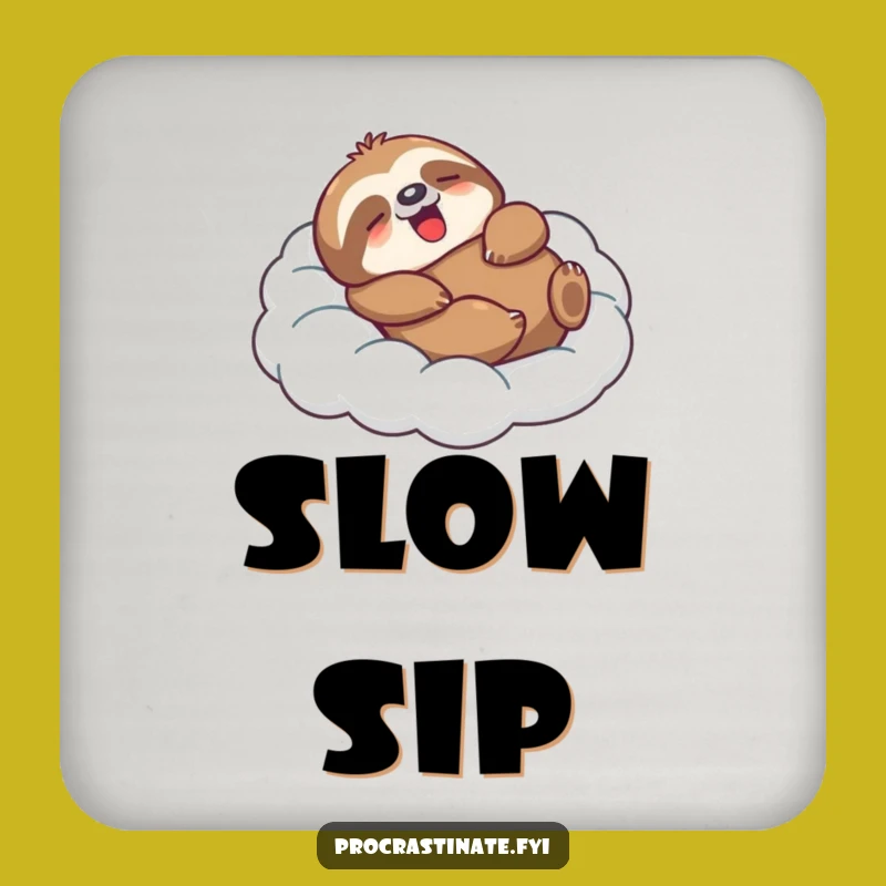 Funny Sloth Drink Coasters: Relaxing Protection with Cloud Character Style!