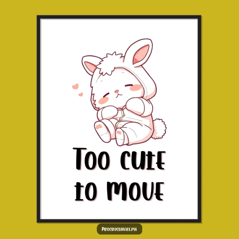 Funny Bunny Pajama Art Print: Hilarious Lazy Moment Funny Gift for Walls