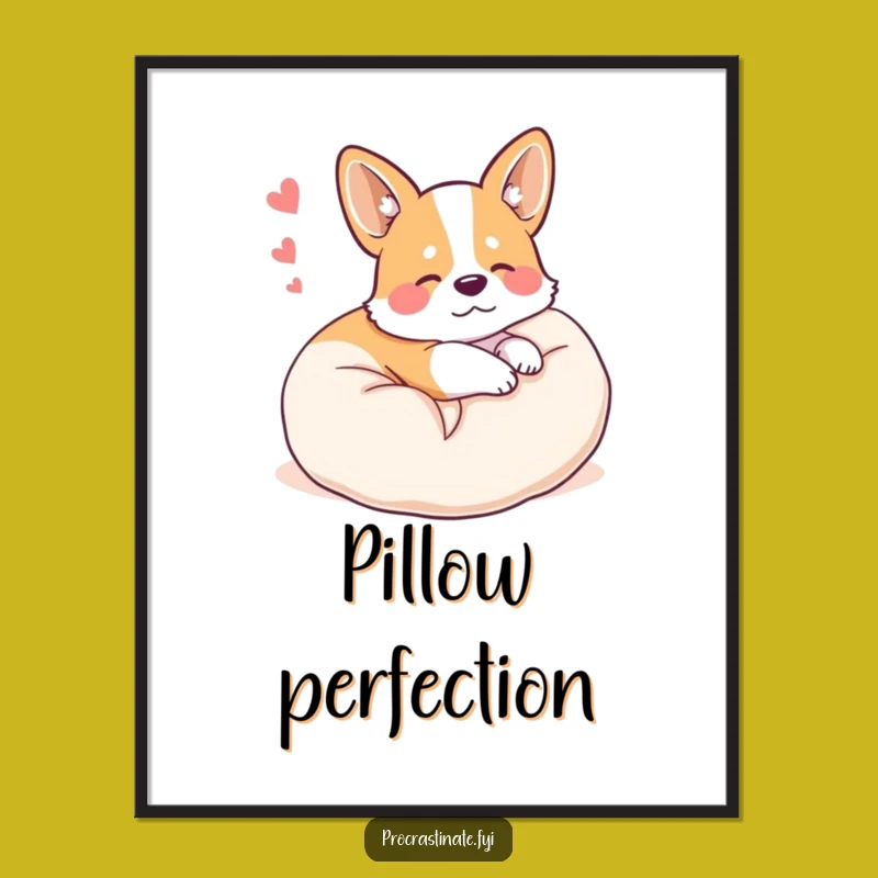 Funny Corgi Pillow Dream Poster: Dreamy Dog Art Funny Gift