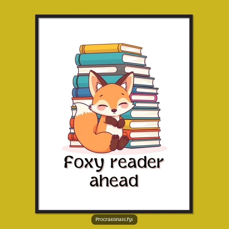 Funny Fox Bookworm Poster: Relaxed Reader Gift, Perfect for Avid Book Lovers