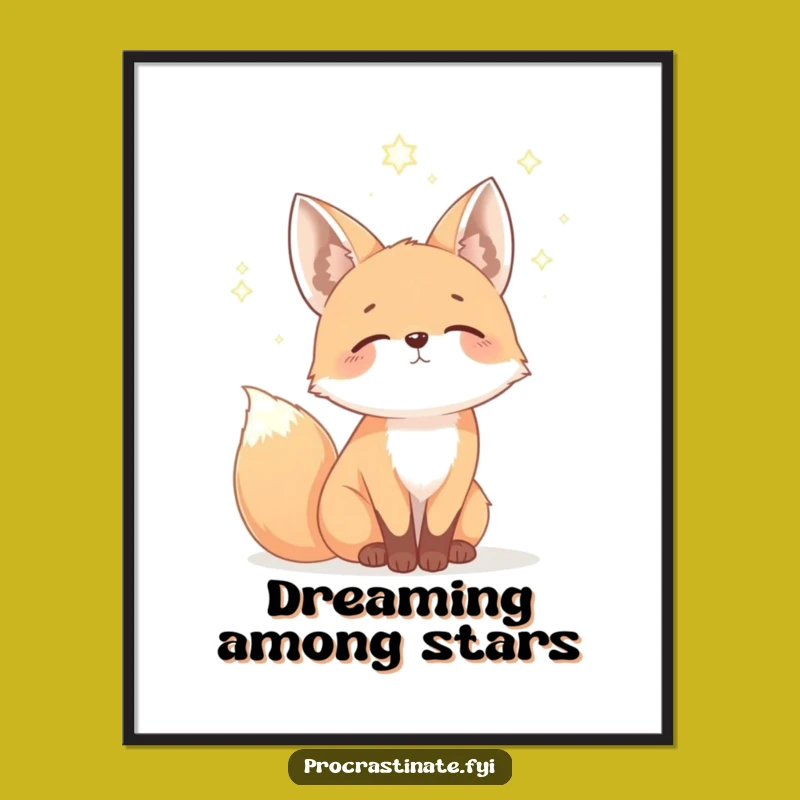 Funny Fox Night Sky Poster: Dreamy & Hilarious Wall Art Decor