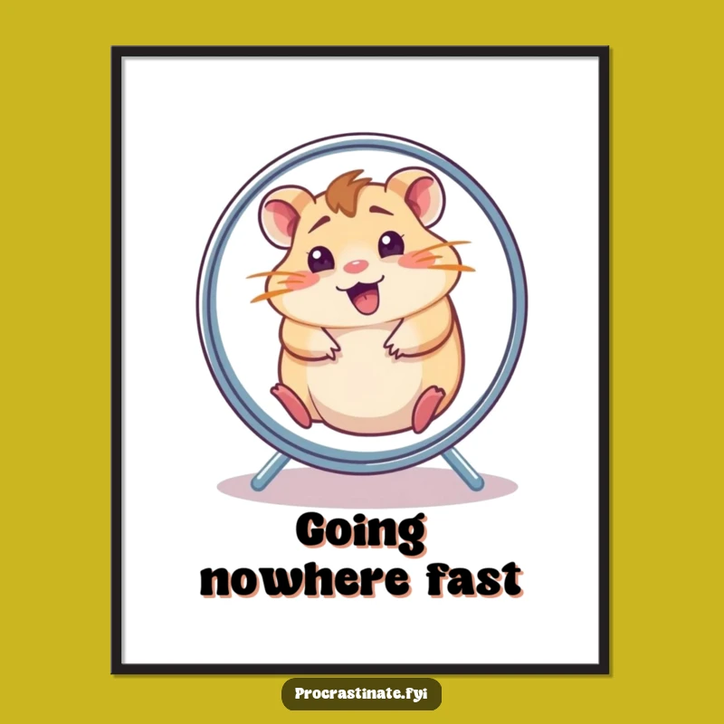 Funny Hamster Wheel Poster: Hilarious Wall Art for Energetic Vibes