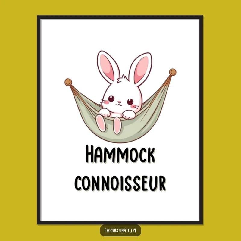 Funny Kawaii Rabbit Hammock Poster - Relaxing Wall Art Gift for Homes