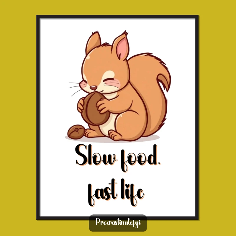 Funny Kawaii Squirrel Poster: Cute Nuttime Wall Art, A Hilarious Piece for Any Room