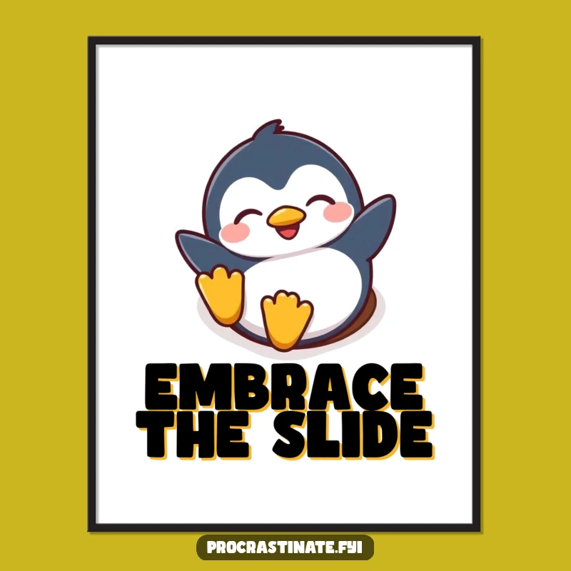 Funny Penguin Snow Poster: Joyful Penguin Art Print, Whimsical Wall Decor, Perfect Funny Gift