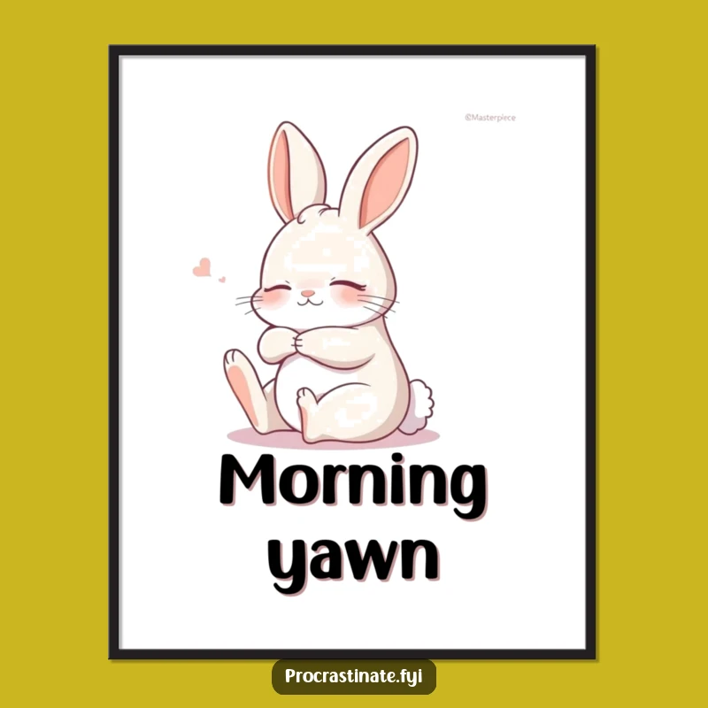 Funny Sleepy Bunny Stretch Poster, Relaxed Hare Art Print Gift