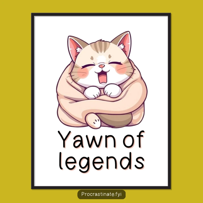 Funny Sleepy Cat Yawning Poster - Cozy Wall Art for Feline Lovers!