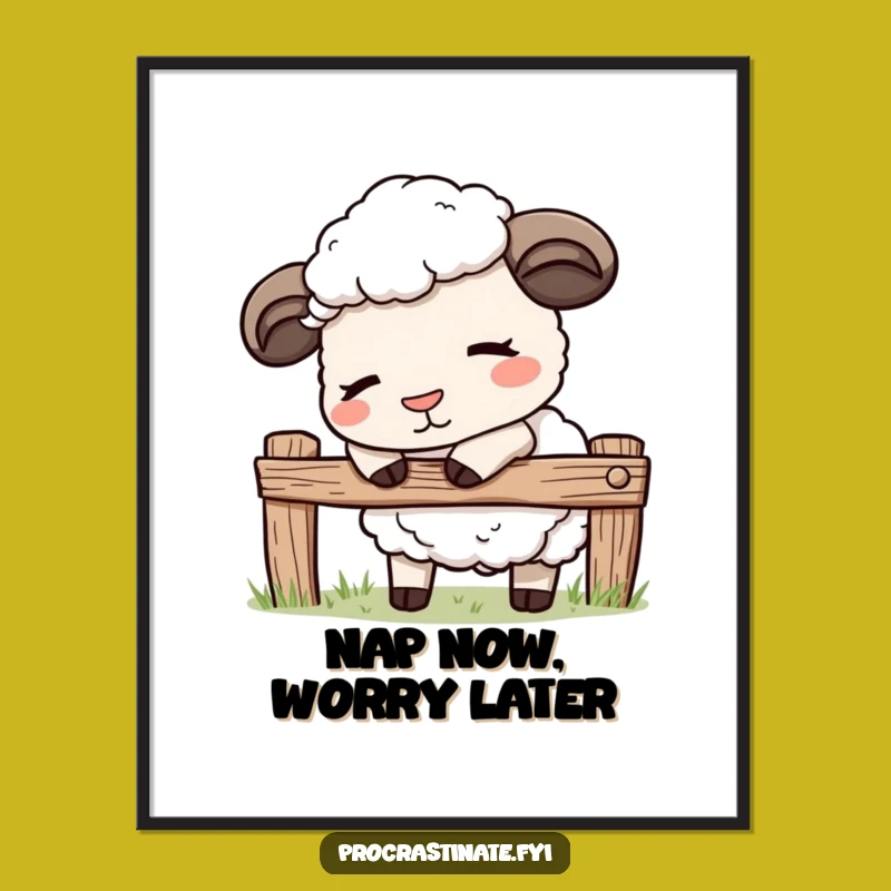 Funny Kawaii Sheep Poster: Peaceful Pasture Wall Art, A Hilarious Piece for Your Home