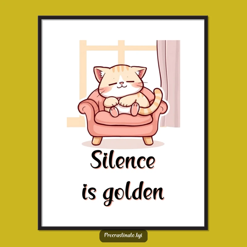 Funny Content Cat Poster - Peaceful Nap Art for Cat Fans!