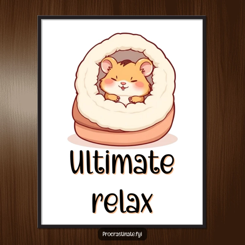 Funny happy hamster napping in a huge slipper, a heartwarming and humorous piece of wall art.