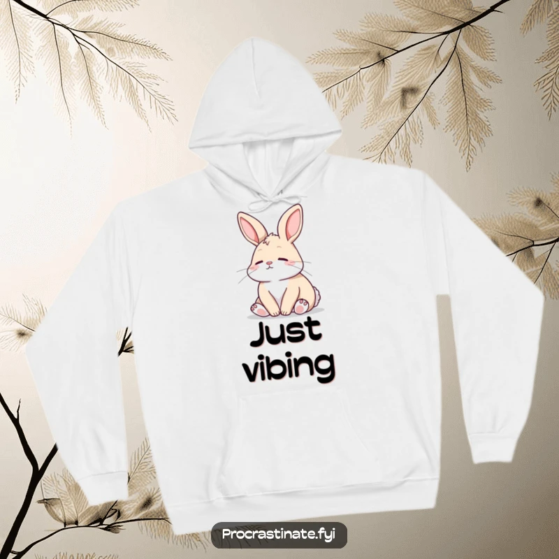Funny Bunny Hoodie: A relaxed bunny gazes peacefully, offering warmth and humor in a cozy, must-have sweatshirt.