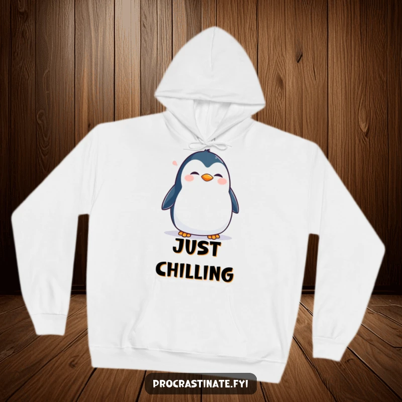 Funny Penguin Hoodie: A happy penguin waddles contently, offering warmth and humor in a delightful and cozy sweatshirt.