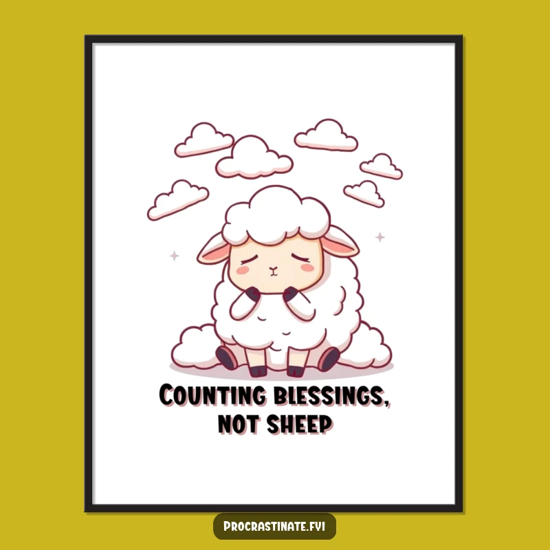 Free Printable Wall Art: Dozing Sheep Count Clouds Funny Downloadable Decor