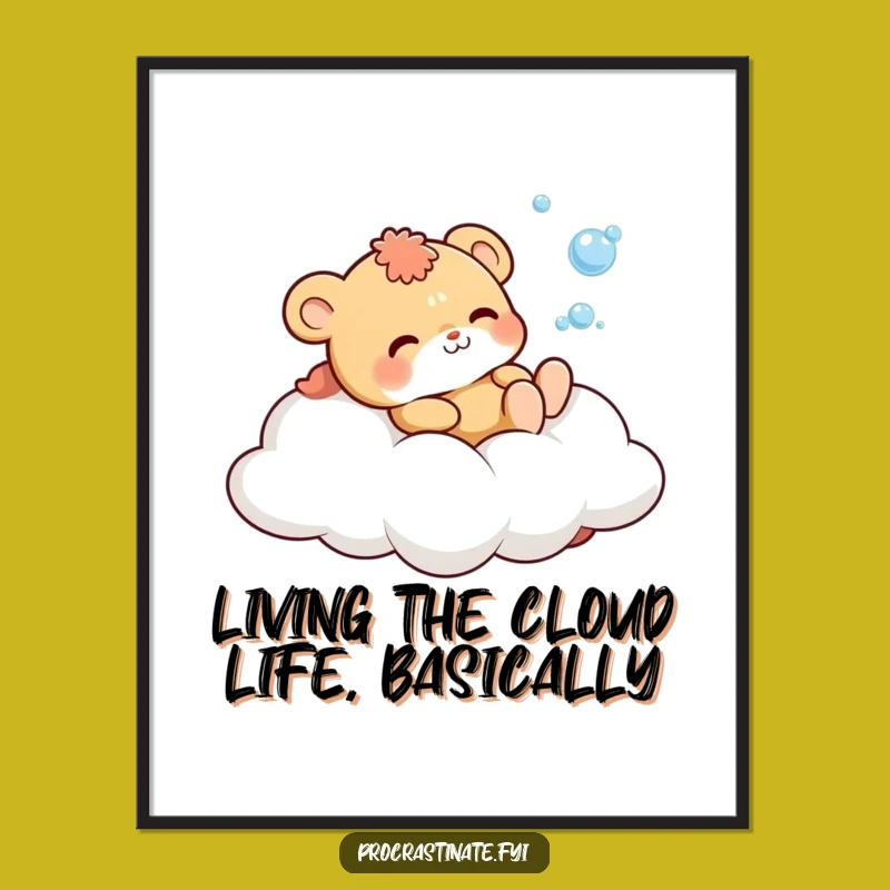 Free Printable Cloud Bubbles Animal Art: Funny Whimsical Downloadable Decor for Your Space