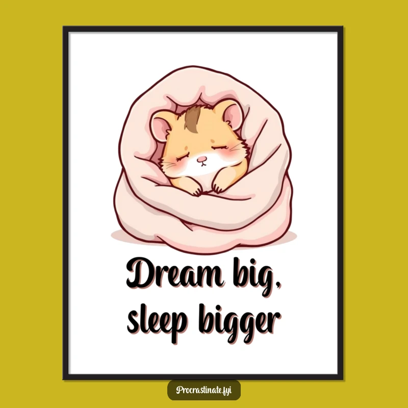 Free Printable Kawaii Hamster Art: Sleepy Critter Decor, Cozy Downloadable Wall Art!