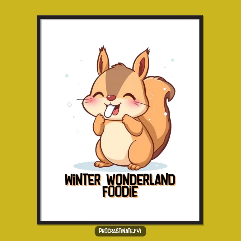 Free Printable Wall Art: Joyful Squirrel Snowflake Catch Downloadable Art