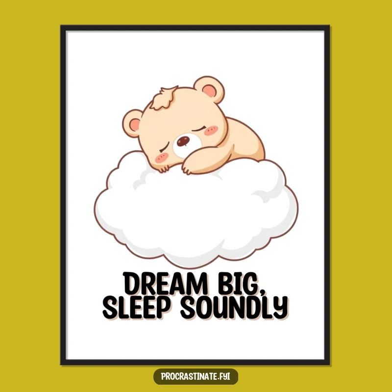 Free Printable Wall Art: Sleepy Bear Cloud Nap, Funny Dreamy Decor Download