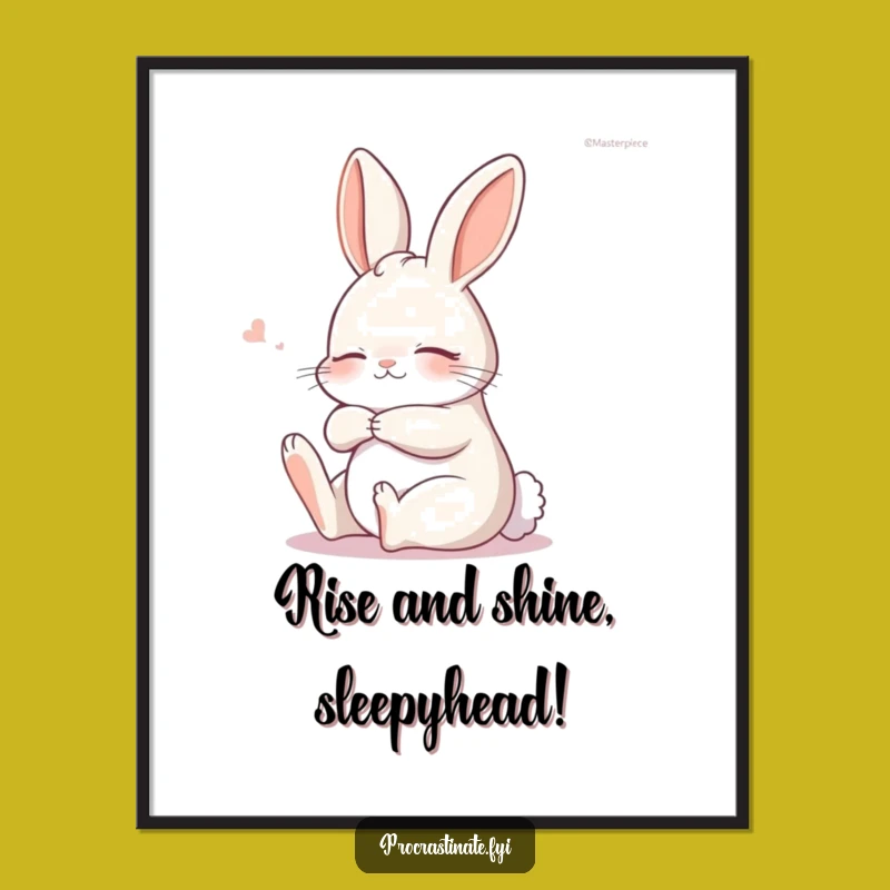 Free Printable Wall Art: Sleepy Bunny Stretch Funny Downloadable Decor