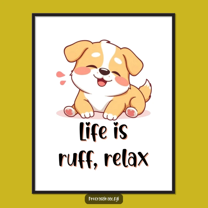 Funny Free Printable Wall Art: Lazy Dog Stretch, Cute Downloadable Decor