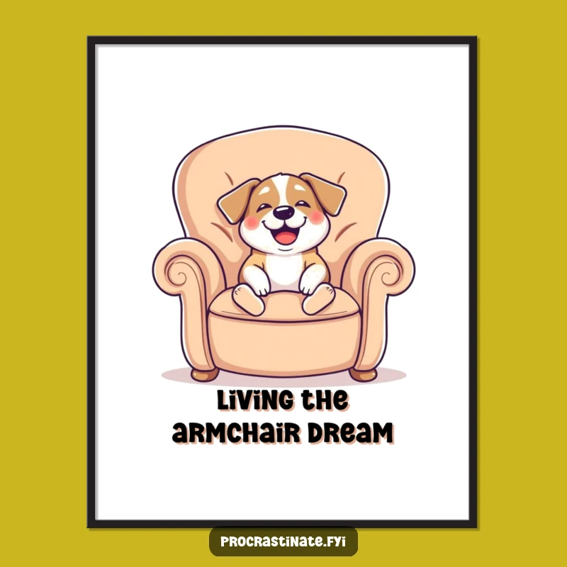 Free Printable Dog Wall Art - Comfy Armchair Dog Decor Downloadable Gift