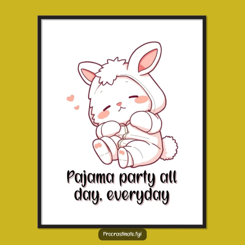 Free Printable Wall Art: Funny Bunny Pajama Stretch Relaxed Decor Download
