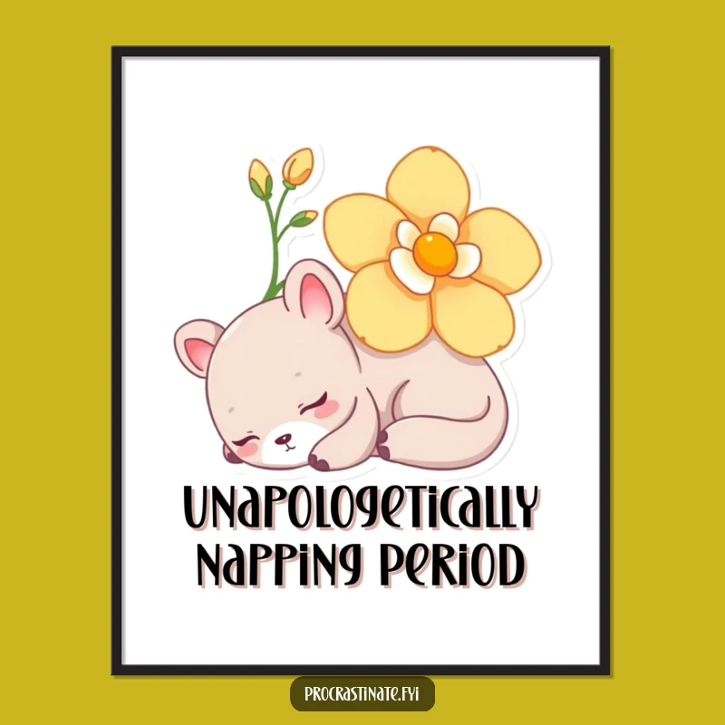 Free Printable Napping Flower Animal Art: Funny Relaxing Downloadable Decor for Serenity