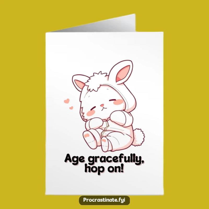 Free Printable Funny Birthday Card: Fluffy Bunny Pajama Stretch Laugh Download