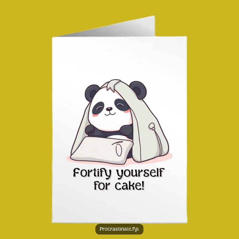 Free Printable Funny Birthday Card: Panda Pillow Fort Adventure Downloadable Gift