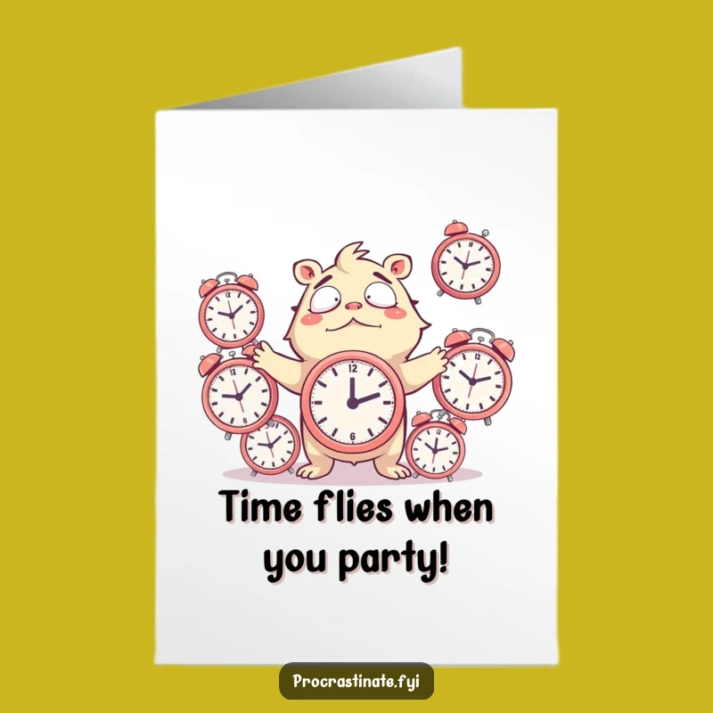 Free Printable Busy Birthday Card - Funny Juggling Creature Downloadable Gift