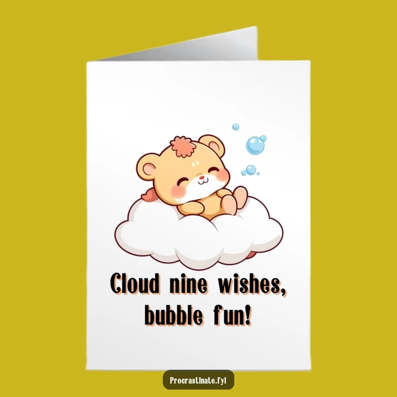 Free Printable Cloud Bubbles Animal Birthday Card: Funny Downloadable Gift for Laughs