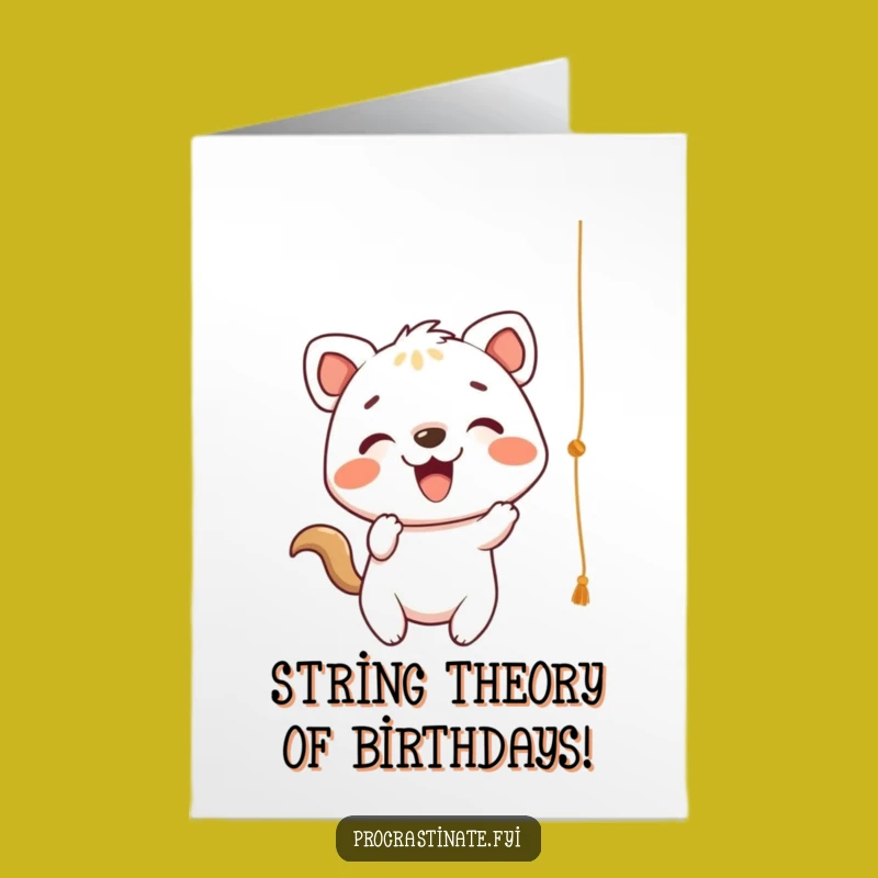 Free Printable Playful String Animal Birthday Card: Fun Downloadable Gift for Joyful Celebrations