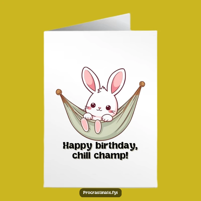 Free Printable Kawaii Rabbit Birthday Card: Hammock Vibes, Relaxed Celebration Download!