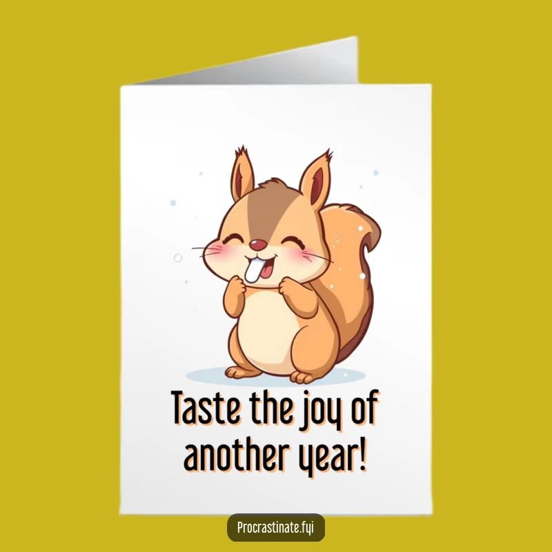 Free Printable Funny Birthday Card: Joyful Squirrel Snowflakes Downloadable Gift