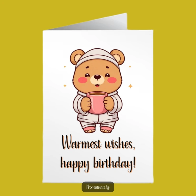 Free Printable Birthday Card: Cozy Bear Mug, Funny Downloadable Gift