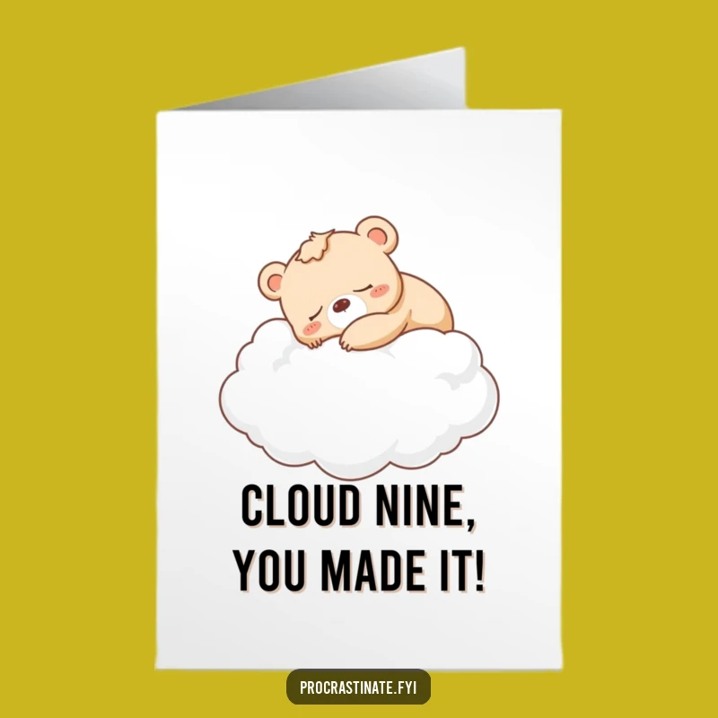 Free Printable Congrats Card: Sleepy Bear Cloud Nap, Funny Joyful Download