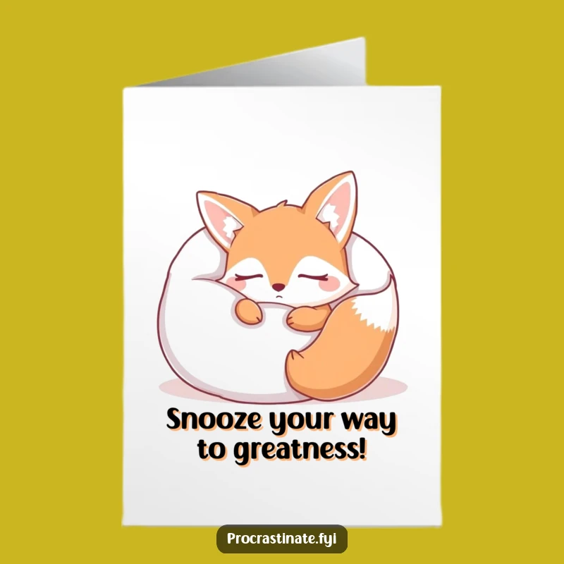 Free Printable Congrats Card: Sleepy Fox Pillow Cheer, Downloadable Gift
