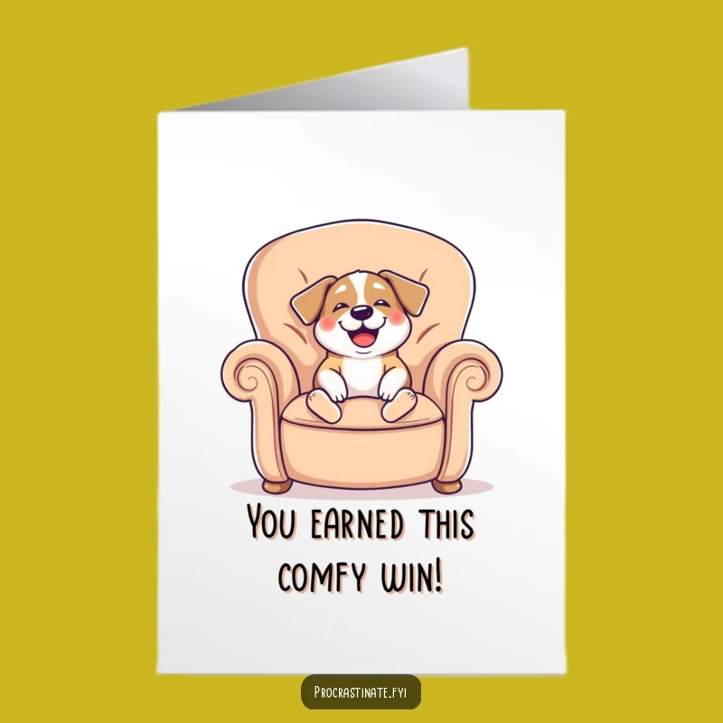 Free Printable Dog Congratulations Card - Happy Dog Armchair Bliss Downloadable Gift