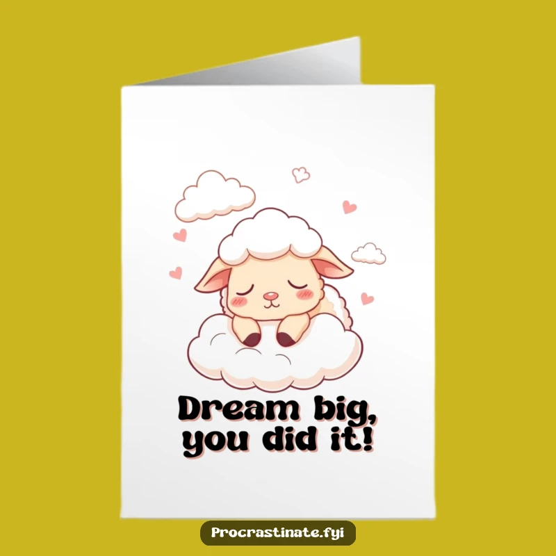 Free Printable Funny Sheep Congrats Card: Dreamy Success Downloadable Gift