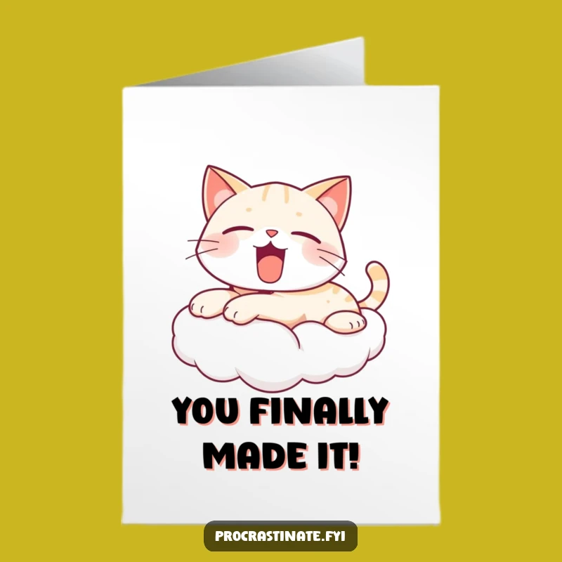 Free Printable Kawaii Cat Congrats Card: Relaxed Celebration Downloadable Art!