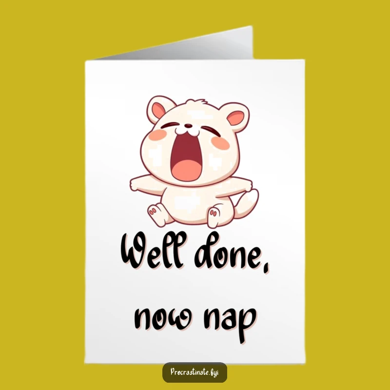 Free Printable Congrats Card: Yawning Animal, Relaxed Achievement, Funny Downloadable