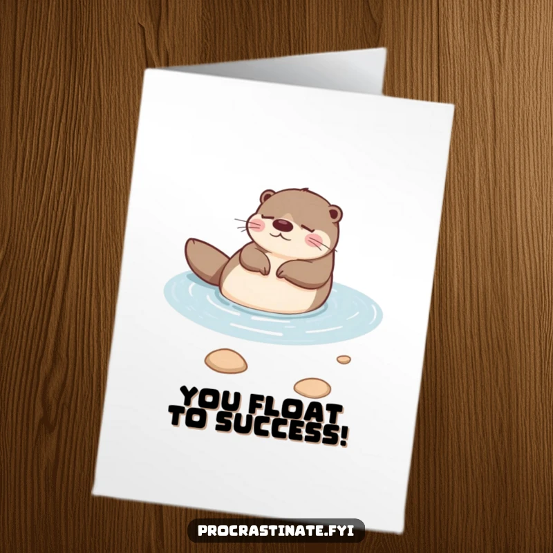 Funny Free Printable Congratulations Card: A serene otter drifts joyfully, celebrating your amazing accomplishment with a peaceful smile.