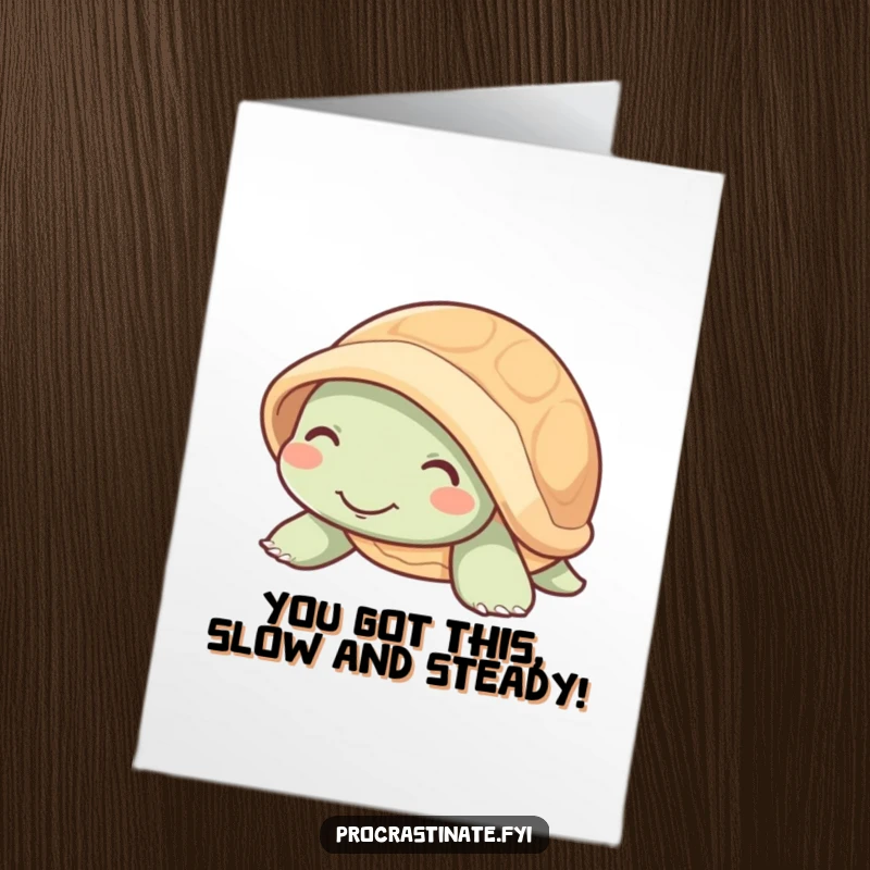 Funny free printable congratulations card of a mellow turtle smiling while peeking from its shell, perfect for slow and steady congrats.