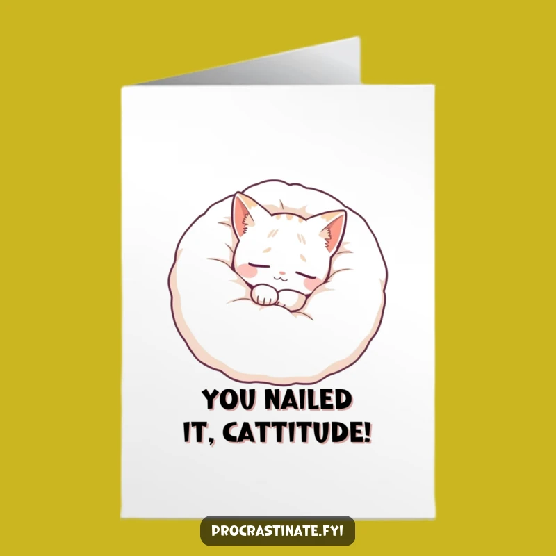 Free Printable Congrats Card: Content Cat Pillow - Relaxing Downloadable Gift!