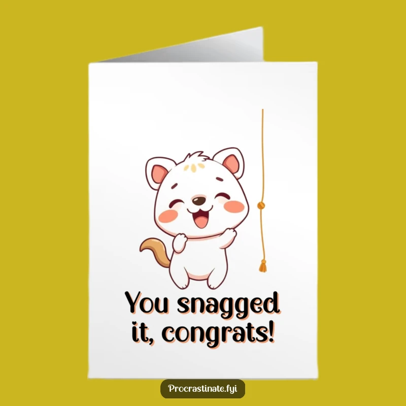 Free Printable Playful String Animal Congrats Card: Energetic Downloadable Gift of Achievement