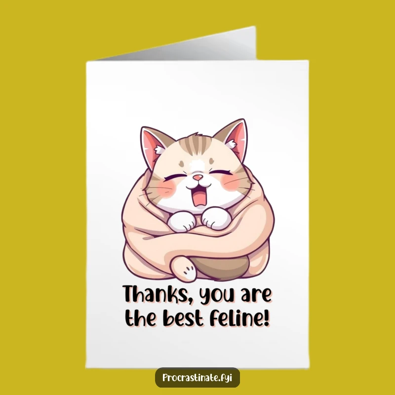 Cozy Free Printable Cat Thank You Card - Sleepy Yawn Downloadable Gift